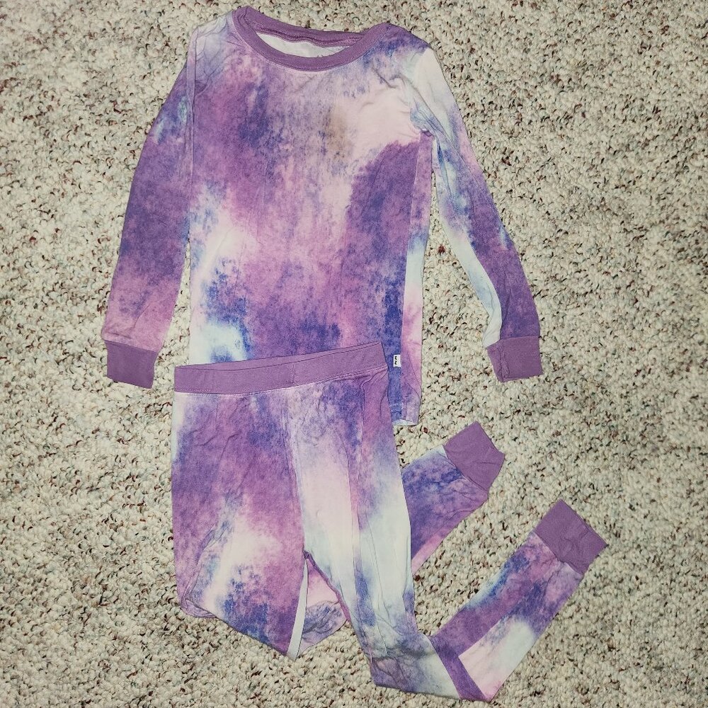 4T Purple Tie Dye LS Two-piece Little Sleepies